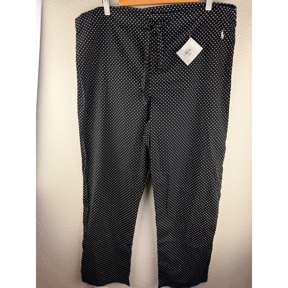 NWT Polo Ralph Lauren Womens Sleepwear Pajama Pants Black White Polka Dot Medium